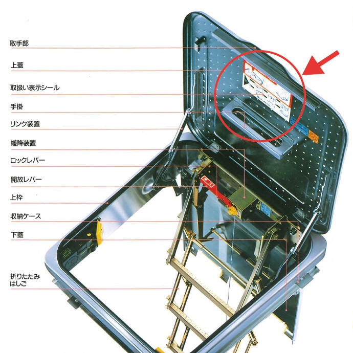 取扱説明シール／P-009／タスカールP型／上蓋内面用 | 【避難器具
