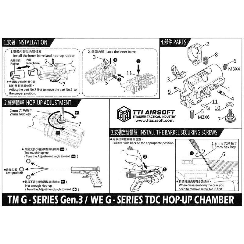 TTI Airsoft 東京マルイ グロックGen3 TDC CNC ホップアップチャンバー
