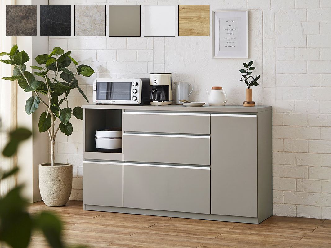 キッチンカウンター 幅159.2cm 大理石調 ストーン柄 石目 くすみカラー