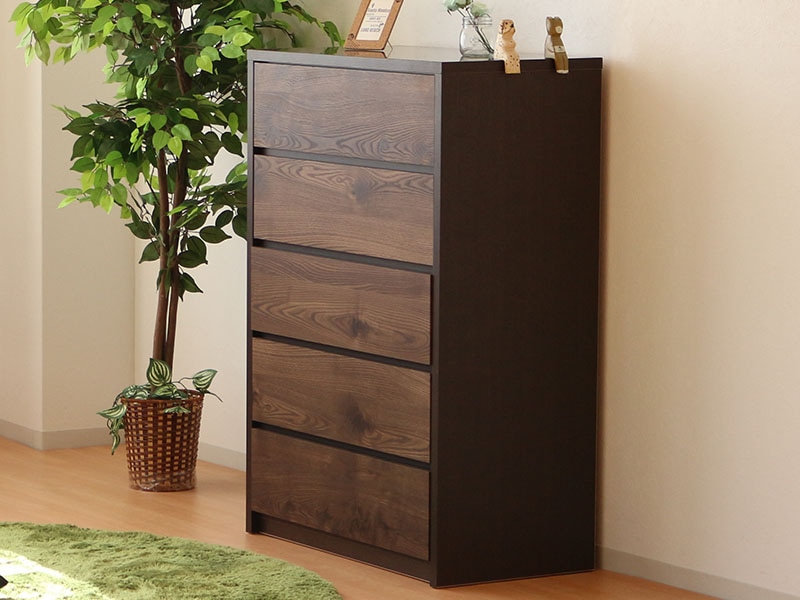 チェスト タンス 収納 おしゃれ 木製 5段 北欧家具 幅80cm 完成品 ハイ