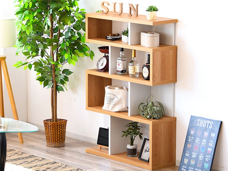 S字ラック ディスプレイラック ジグザグラック 4段 見せる 木製 日本製