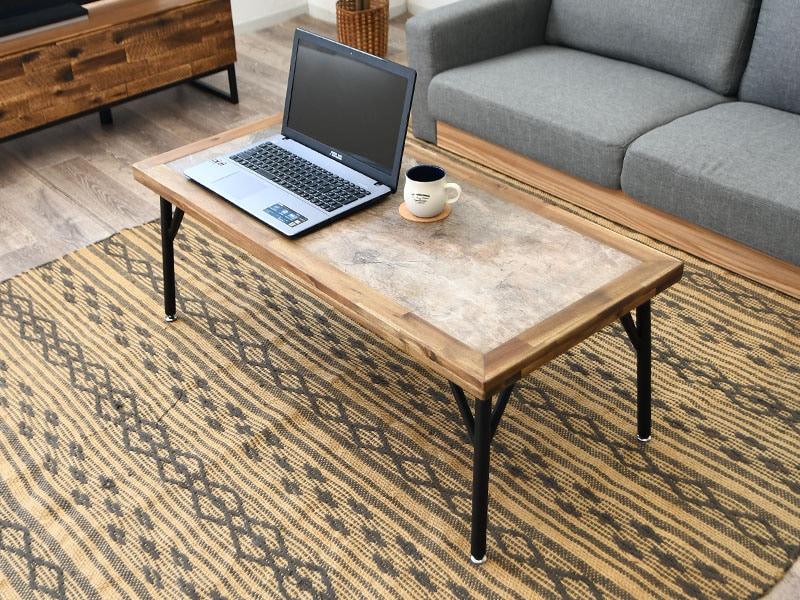 センターテーブル サイドテーブル ローテーブル カフェ風 大理石柄 石