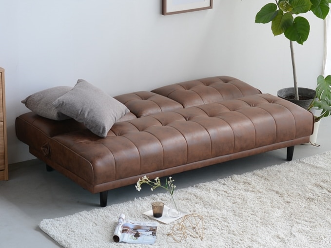 ソファベッド ソファーベッド ヴィンテージ調 ファブレザー張り