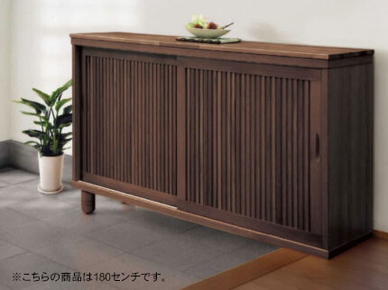 和風の縦格子下駄箱 ワビ 120センチ幅ロータイプ下駄箱 | 店舗,大川