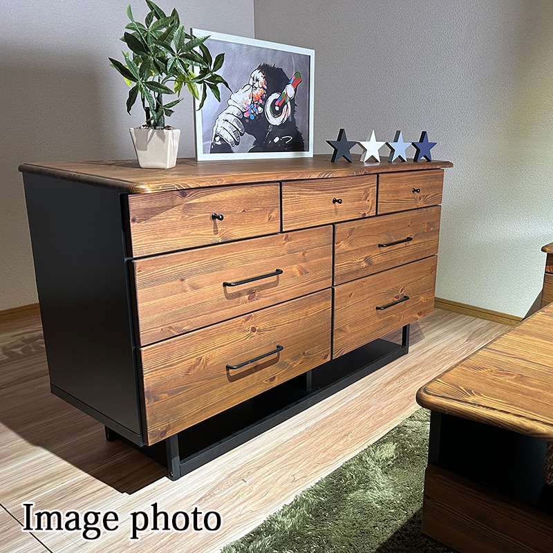 タンス 120幅 木製 3段 引き出し収納 引き出し アンティーク おしゃれ