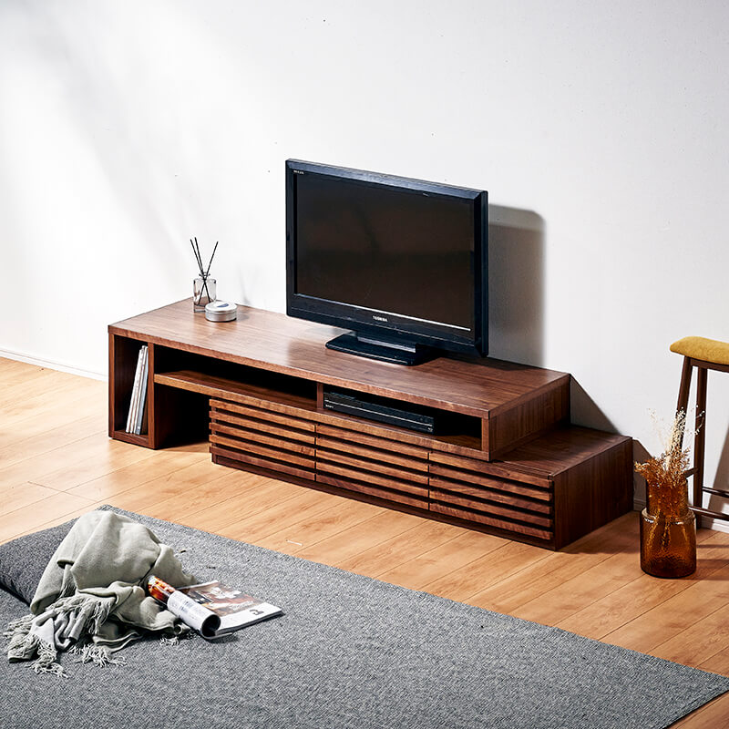 大川家具】テレビボード 153cm幅 アージュ ウォールナット/レッド