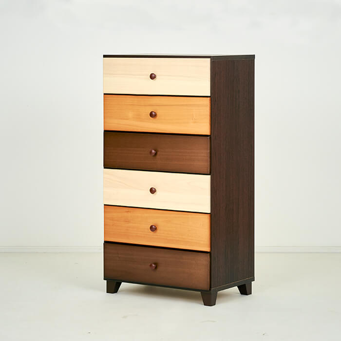 大川家具】チェスト 60cm幅6段 マローネII 桐 [中村敬木工] ナチュラル