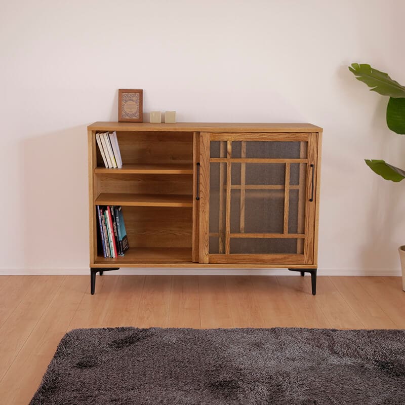 開梱設置無料]【大川家具】キャビネット 85/120cm幅 アミコ アッシュ