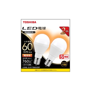 東芝 LED電球 ミニクリプトン形 E17 60W形 電球色 LDA6L-G-E17S60V2RP