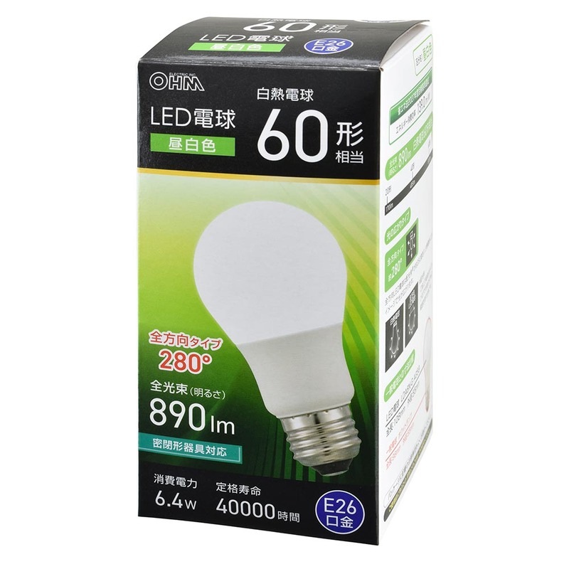 LED電球 E26 60形相当 昼白色｜LDA6N-G AG59 06-5458｜通販ならオーム