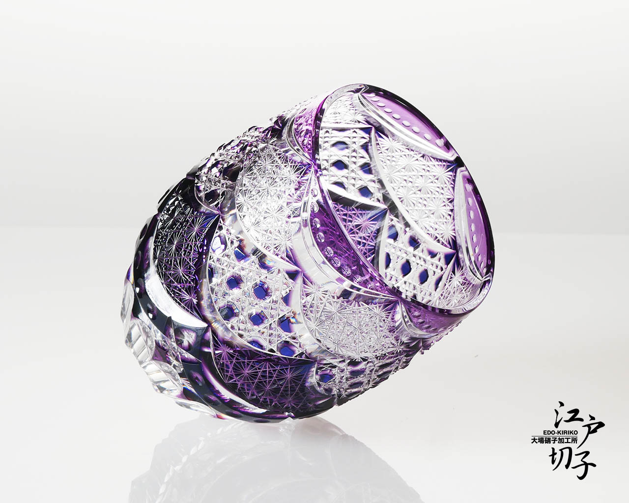 江戸切子 ロックグラス｜江戸切子の通販｜樽型2層被せ カーテンコール