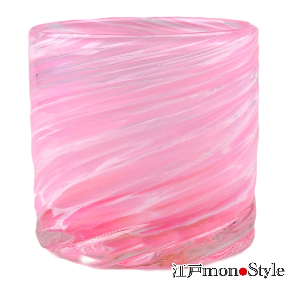 琉球ガラス】ロックグラス(美ら海/ピンク)【メッセージ入れ可】 江戸