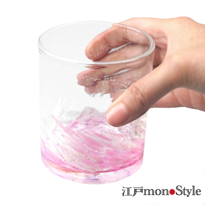 琉球ガラス】ロックグラス(海蛍/ピンク)【名入れ・メッセージ入れ可