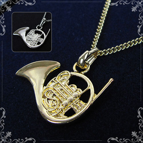 平型ペンダント「ホルン」（ケース付）【音楽アクセサリー/ネックレス