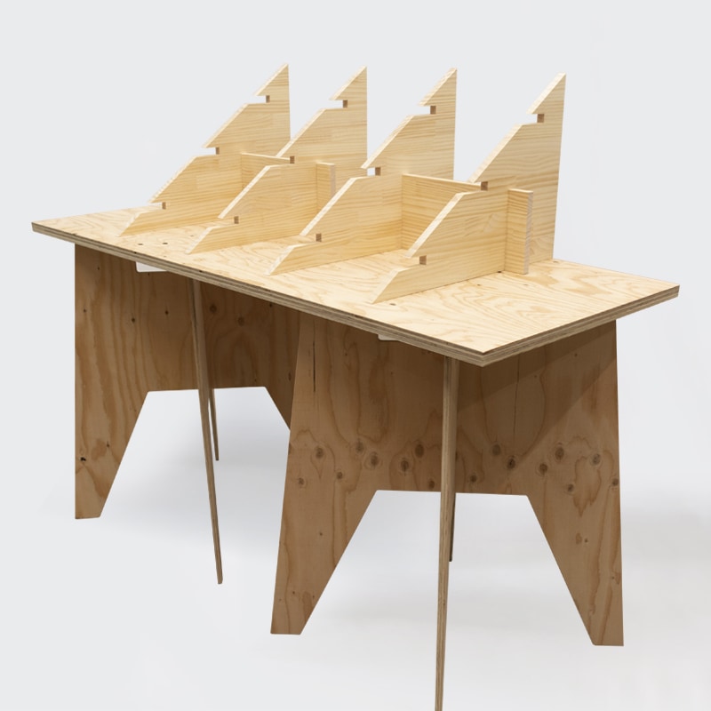 作業台風ディスプレイ什器 マルシェ3段ディスプレイラック2台セット