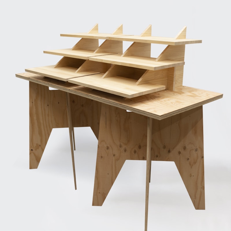 作業台風ディスプレイ什器 マルシェ3段ディスプレイラック2台セット