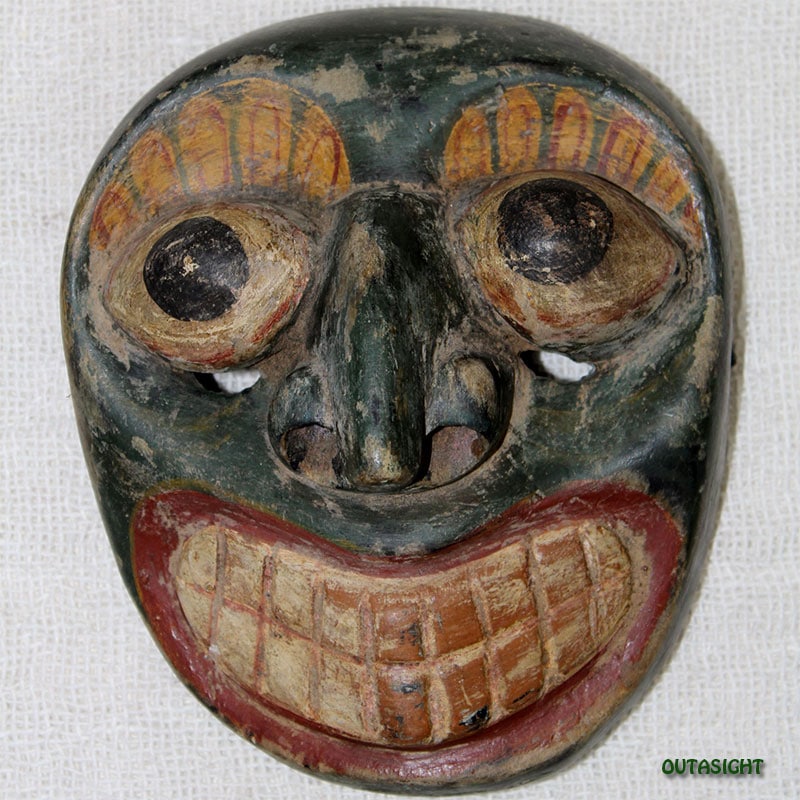 木彫りマスク(お面) ヴィンテージ スリランカ SLAM-16 | Mask/マスク