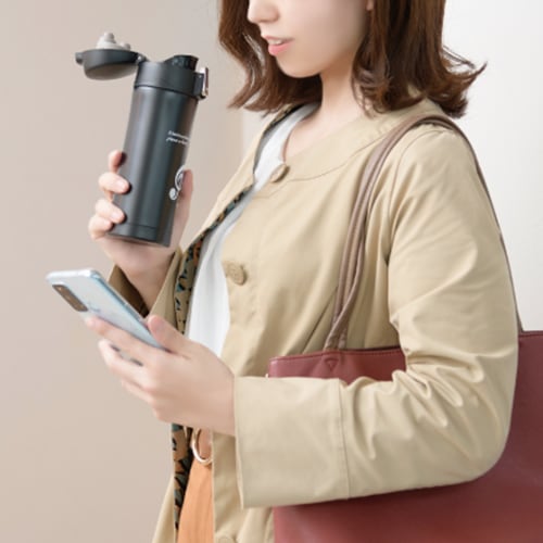 ピアノライン ワンプッシュ真空ステンレスボトル（ト音記号