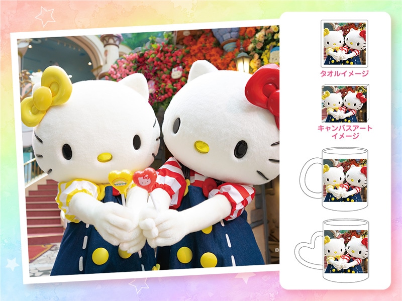 推しキャラ工房】キティ・ミミィ おそろい 【ハンドタオル・キャンバス