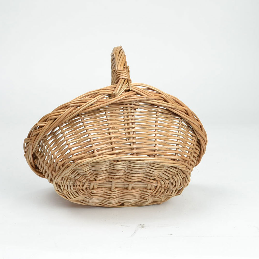 ウィッカーバスケット オーバル型 持ち手付 柳 かご 楕円