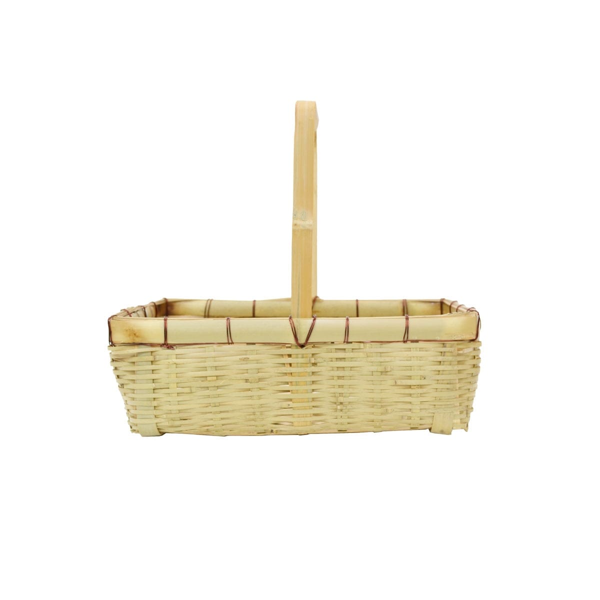 竹の収穫かご 青竹 長角 一本手 S 野菜かご 台所 竹籠