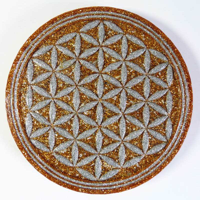 フラワーオフライフのコースター（ゴールド＆シルバー） 《ボヘミアン