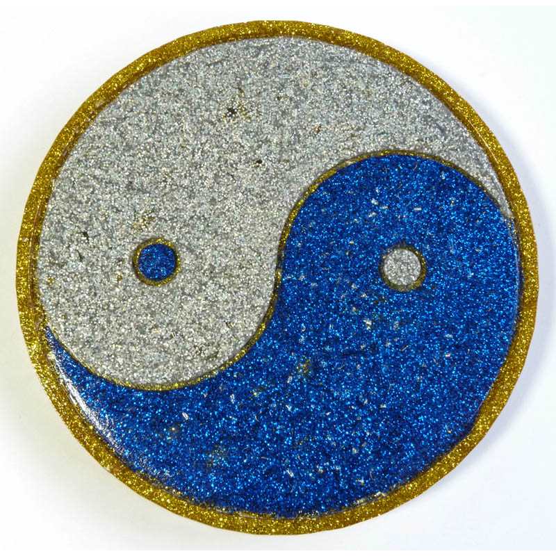 陰陽のコースター（ブルー＆イエロー＆シルバー） 《ボヘミアンオルゴ