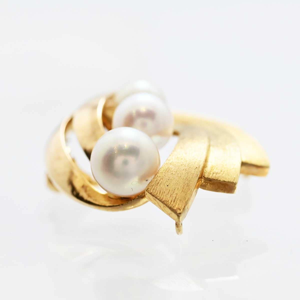 ミキモト MIKIMOTO K14YG イエローゴールド パール ブローチ 3332