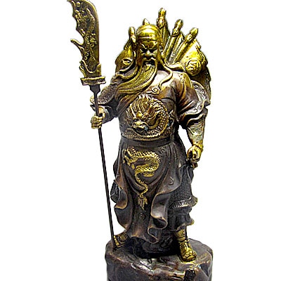 銅製 関羽像 中 28cm 【送料無料】（沖縄1000円） ｜ 銅,銅像,三国志