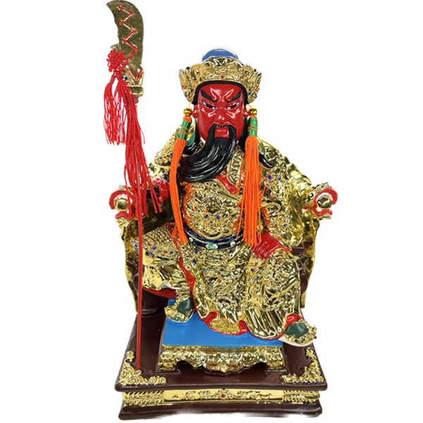 黄金関羽座像23cm 【送料無料】（沖縄別途1000円）｜関帝聖君,三国志