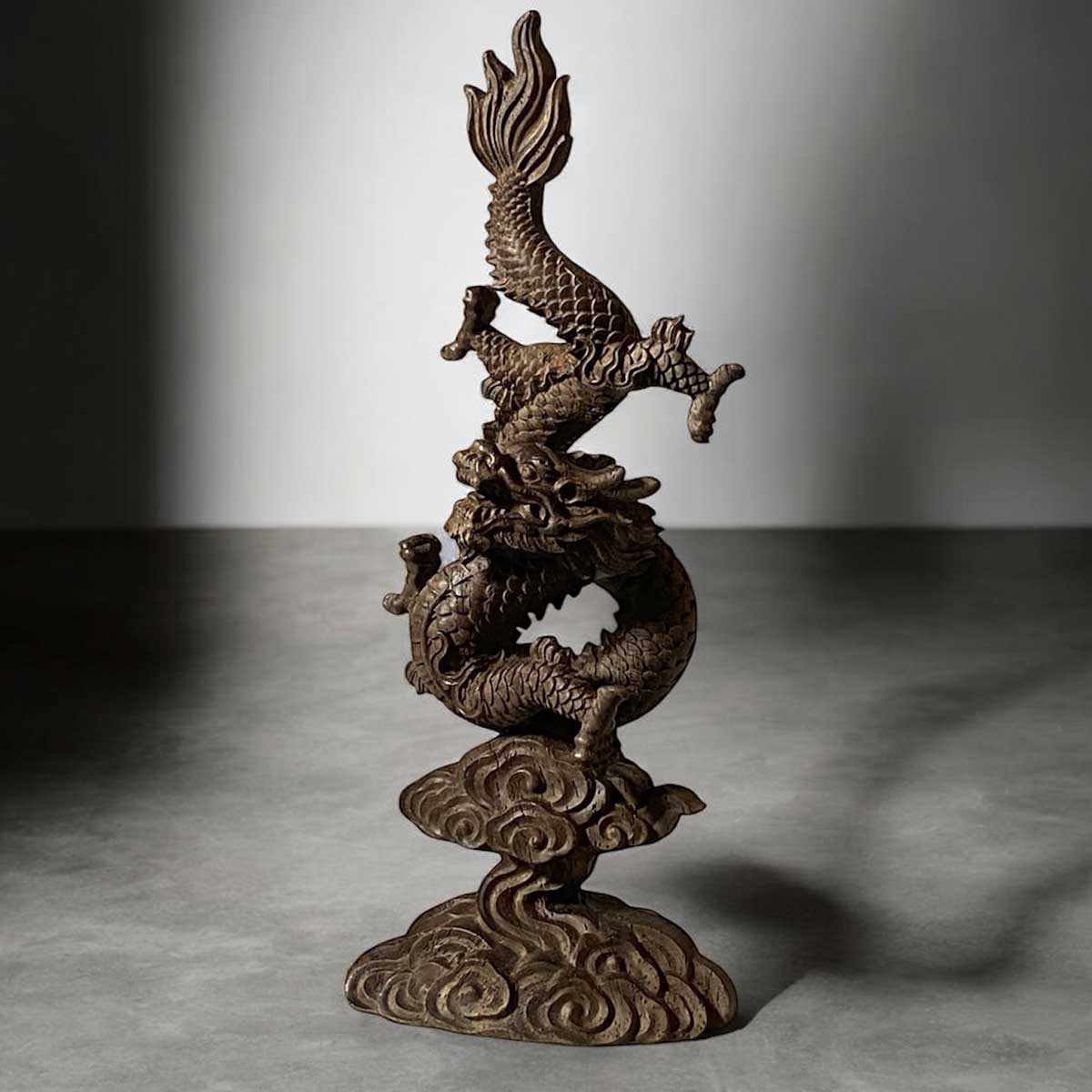 龍神 木彫り彫刻 ｜黒壇・花梨製 4本爪水龍｜金運・財運・出世運を招く