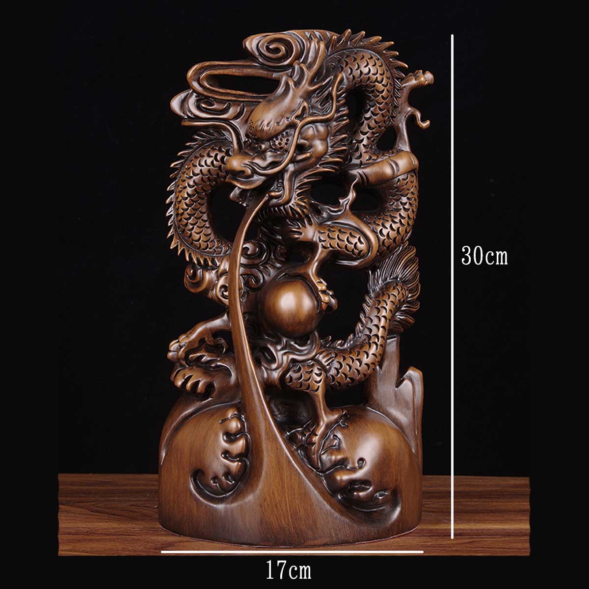 龍神 木彫り彫刻 ｜黒壇・花梨製 4本爪水龍｜金運・財運・出世運を招く