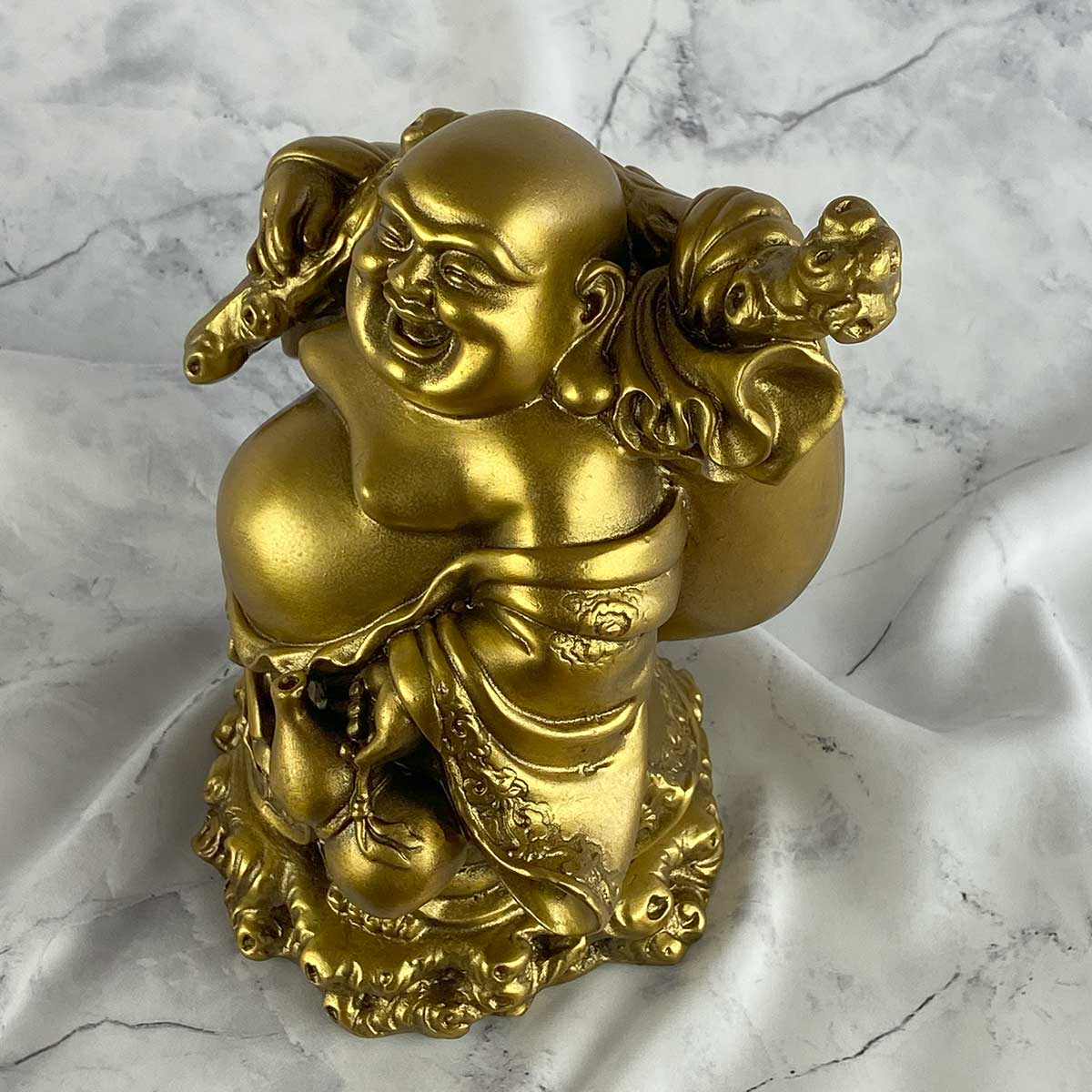 布袋尊（布袋様）銅製仏像 17cm｜金運・商売繁盛・家庭円満を招く