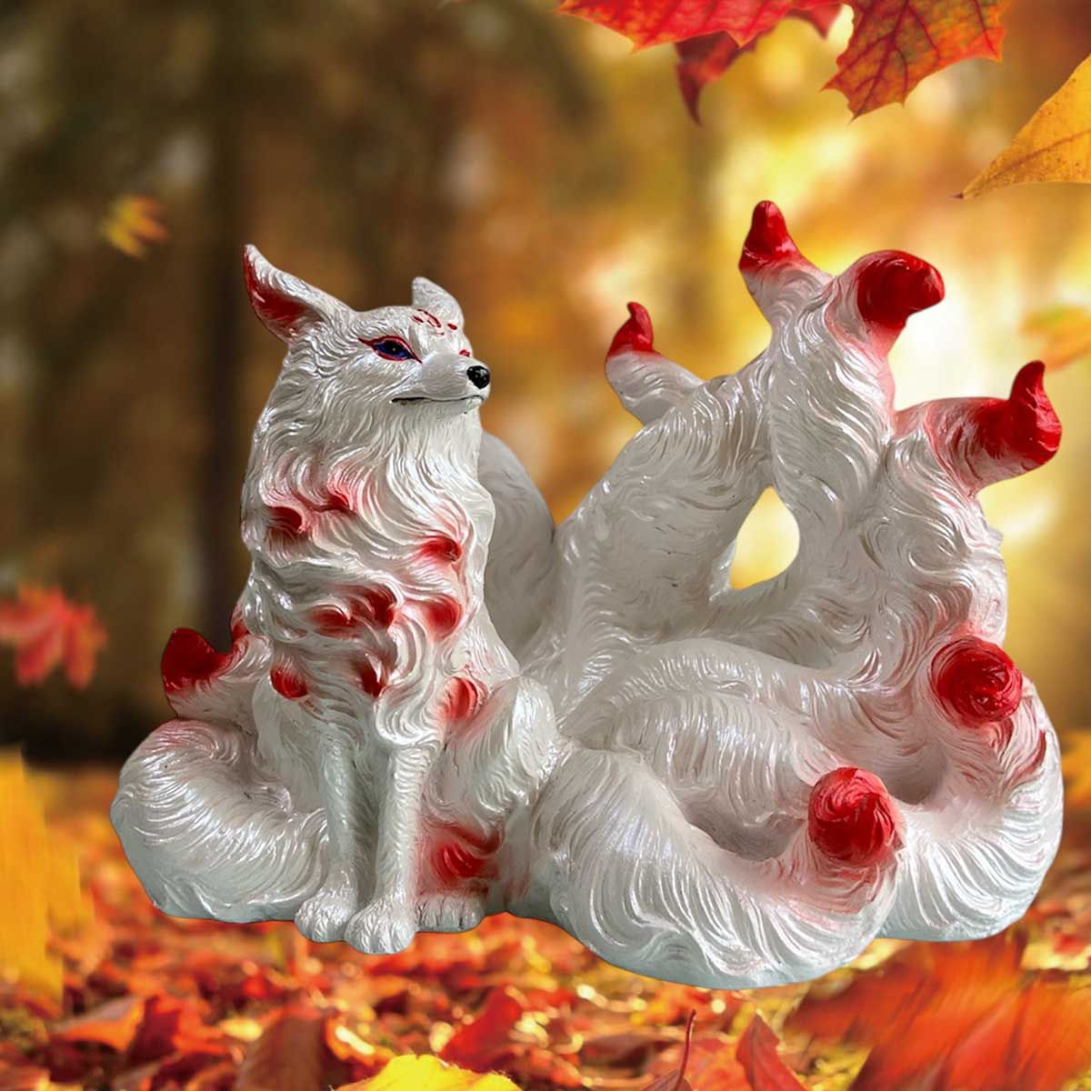 九尾の狐 中サイズ 置物｜金運・商売繁盛・家庭円満｜屋内外対応の開運