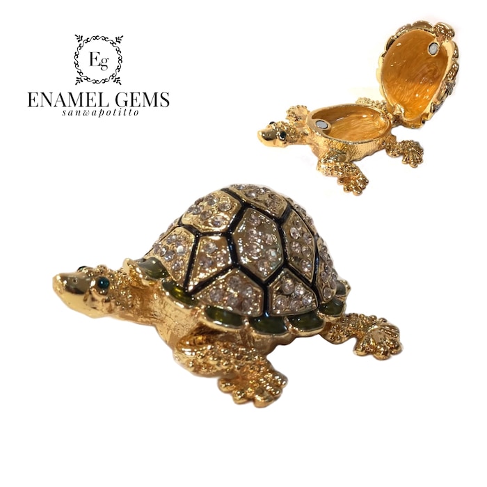 亀のジュエリーボックス ラインストーン カメ 宝石 206-4 金運 財運