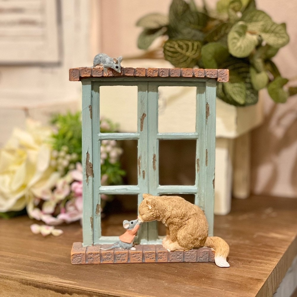 茶トラ猫 ねこ ネコ レトロ アンティーク風 昭和レトロ 猫とネズミ