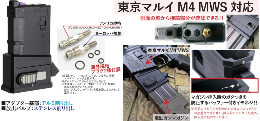 T8 外部ソース用電動ガン系M4マガジンアダプター 東京マルイ M4 MWS
