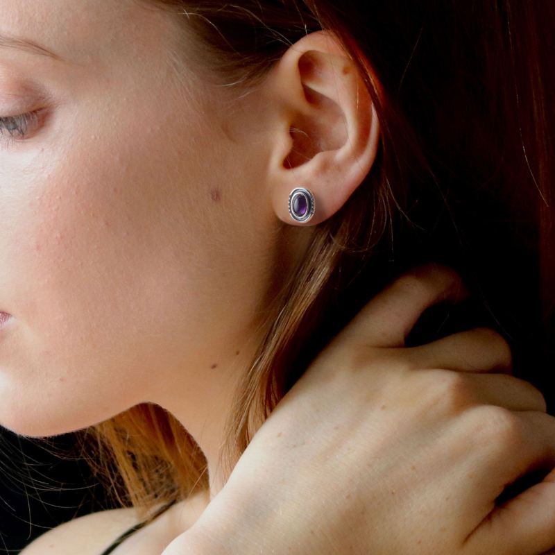 天然石アメジスト ストーンピアス｜全てのシルバーアクセサリー,ピアス