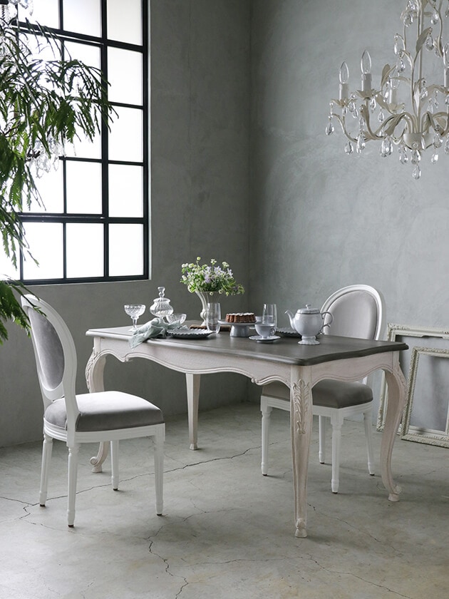 BLANC D'IVOIREダイニングテーブルJOANNA150cmアンティークグレージュ