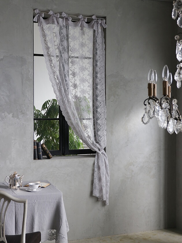 Chez moiカーテンCorinzioライトグレー120x220cm シェモア ～ サラグレース