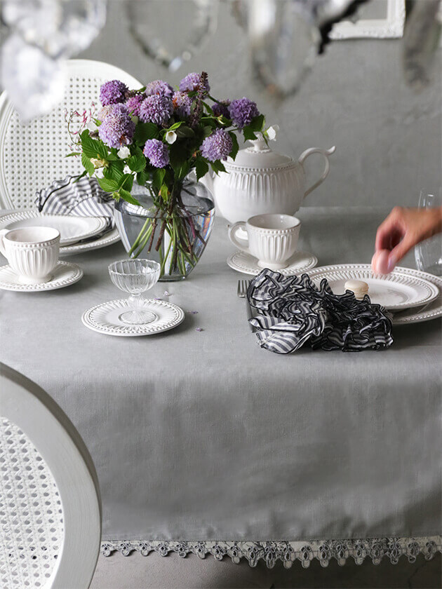 Borgo delle tovaglieテーブルクロスLITTLE AMALFIライトグレーx