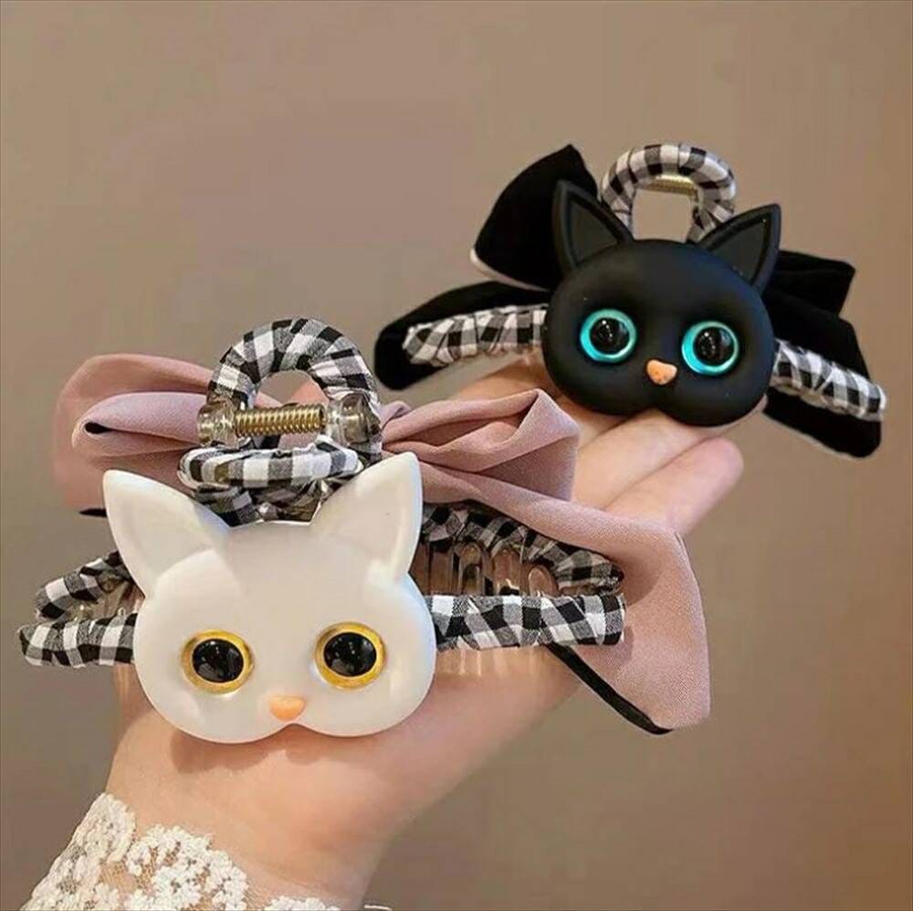 猫のヘアクリップ ねこクリップ】髪留め ヘアアクセサリー パーティー