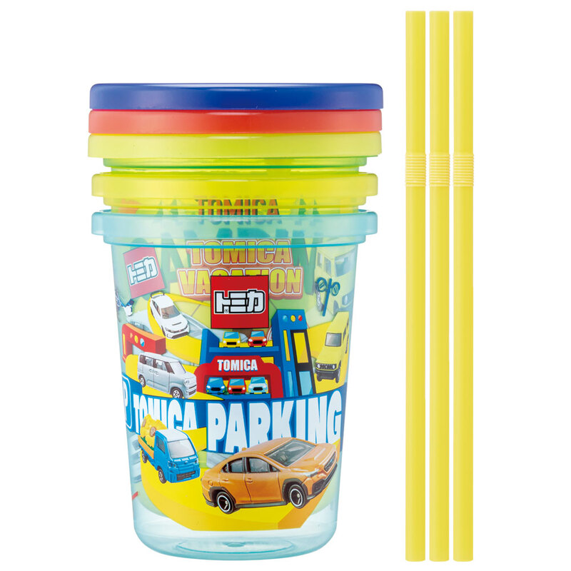 ストロー付タンブラー 320ml/3個セットトミカ24