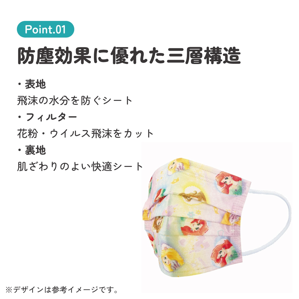 子供プリーツマスク 25枚入り プリンセス／MSKP25_4973307626012
