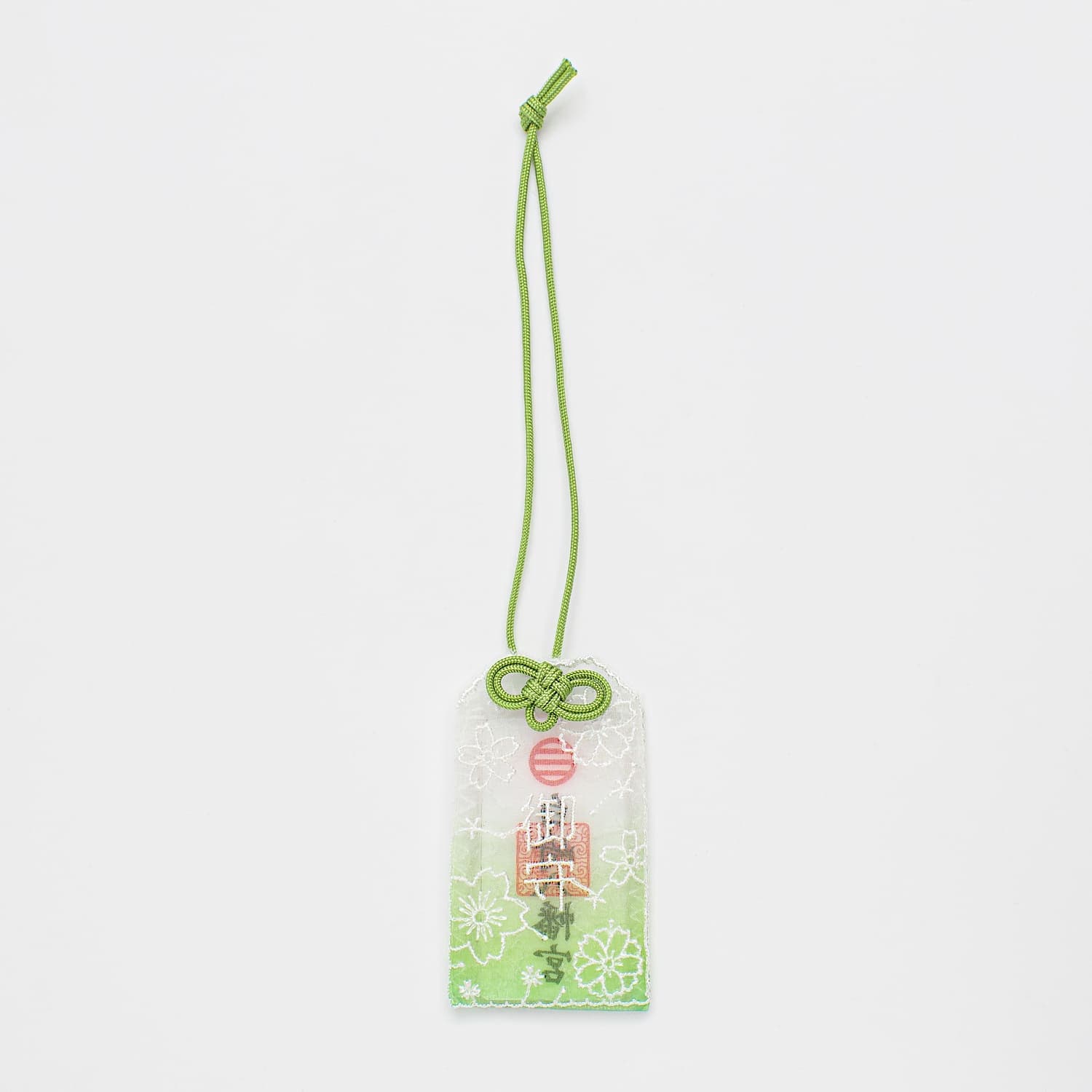 開運 桜柄刺繍 レースお守り 【グリーン】｜白崎八幡宮