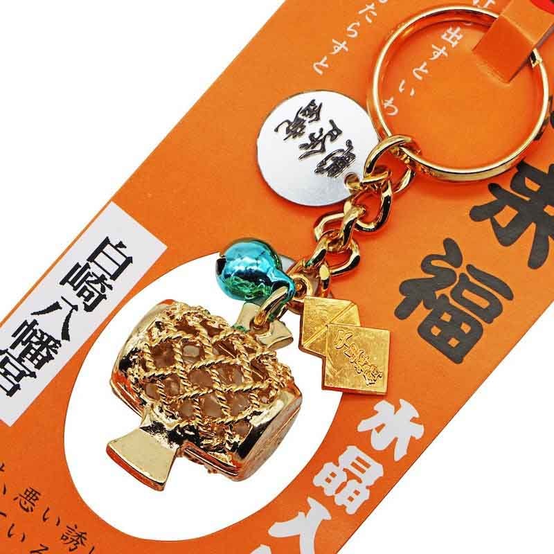 金運隆昌 小槌お守り 水晶入り キーホルダー｜白崎八幡宮