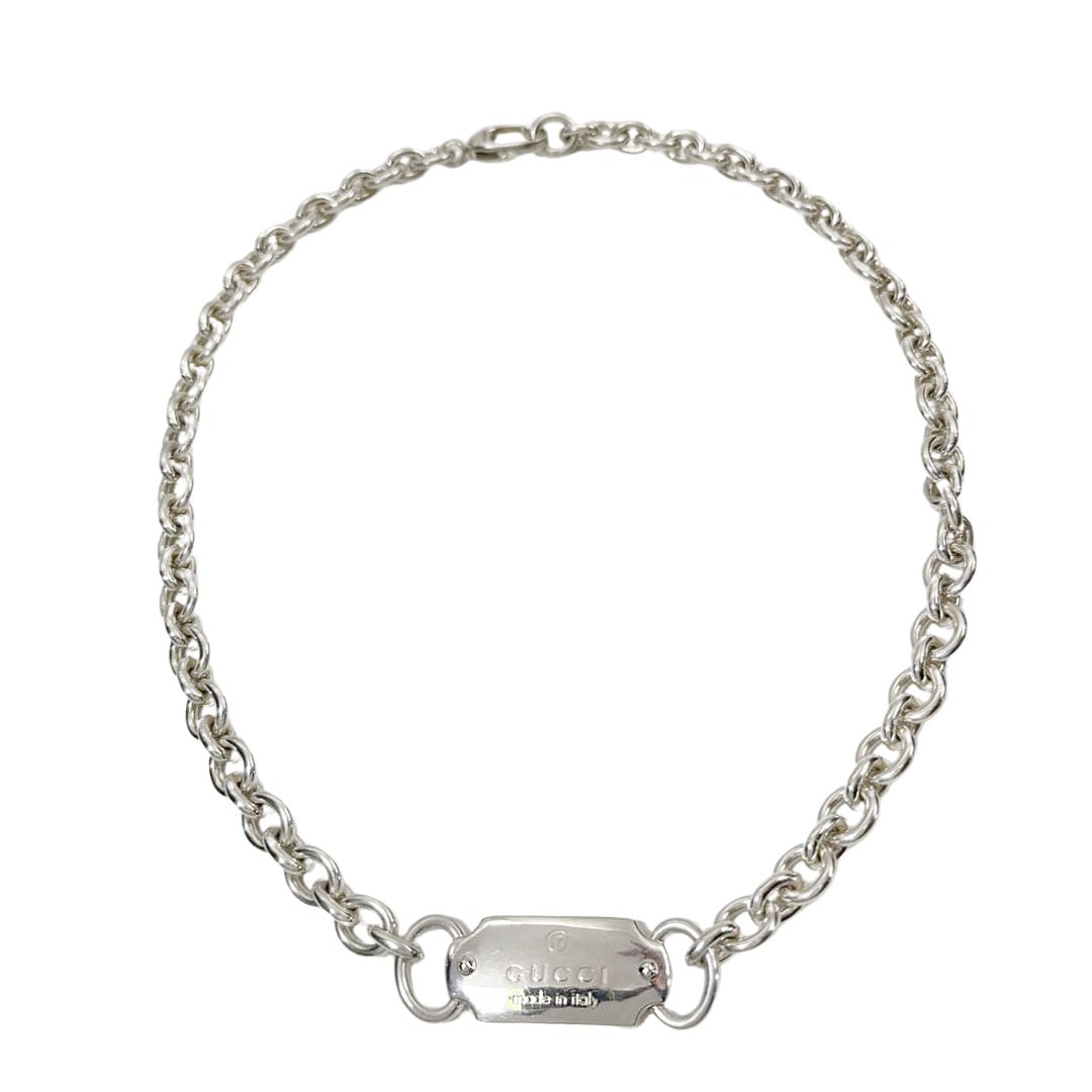 GUCCI グッチ チョーカー ネックレス ロゴプレート XXL 925 シルバー