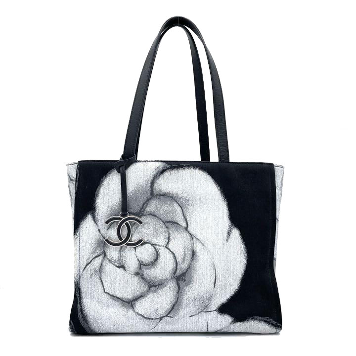 CHANEL シャネル トートバッグ カメリア キャンバス レザー ホワイト
