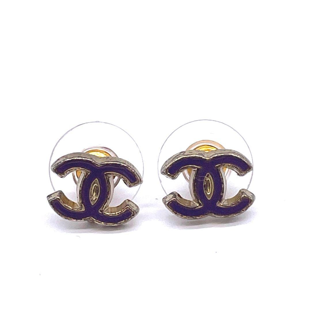 CHANEL シャネル ピアス ココマーク ゴールド パープル 04P