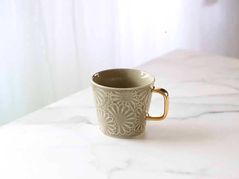 波佐見焼 マリーゴールド マグカップ ＋Gold ブルーグレー